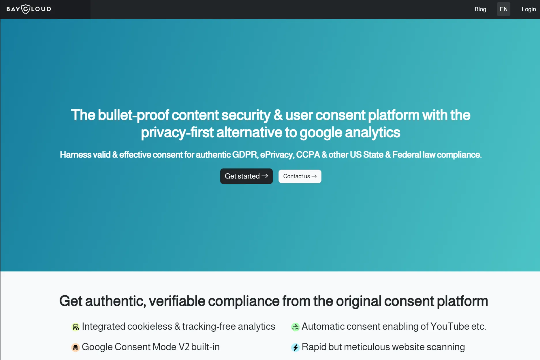 Baycloud homepage screenshot