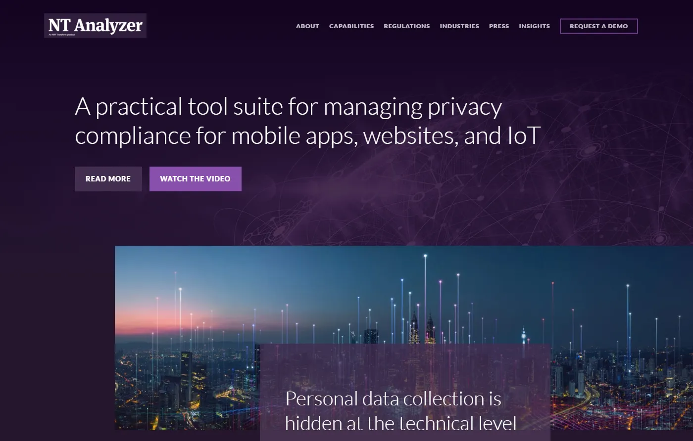 NT Analyzer homepage screenshot