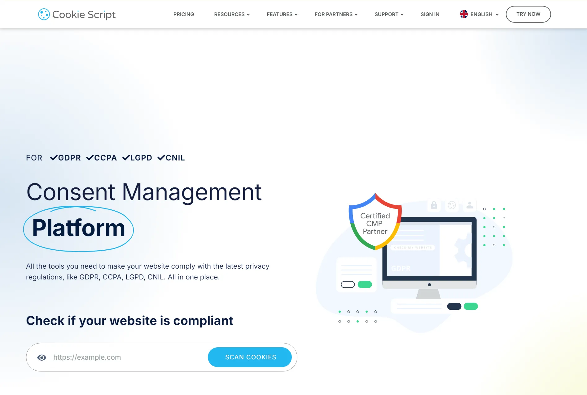CookieScript homepage screenshot