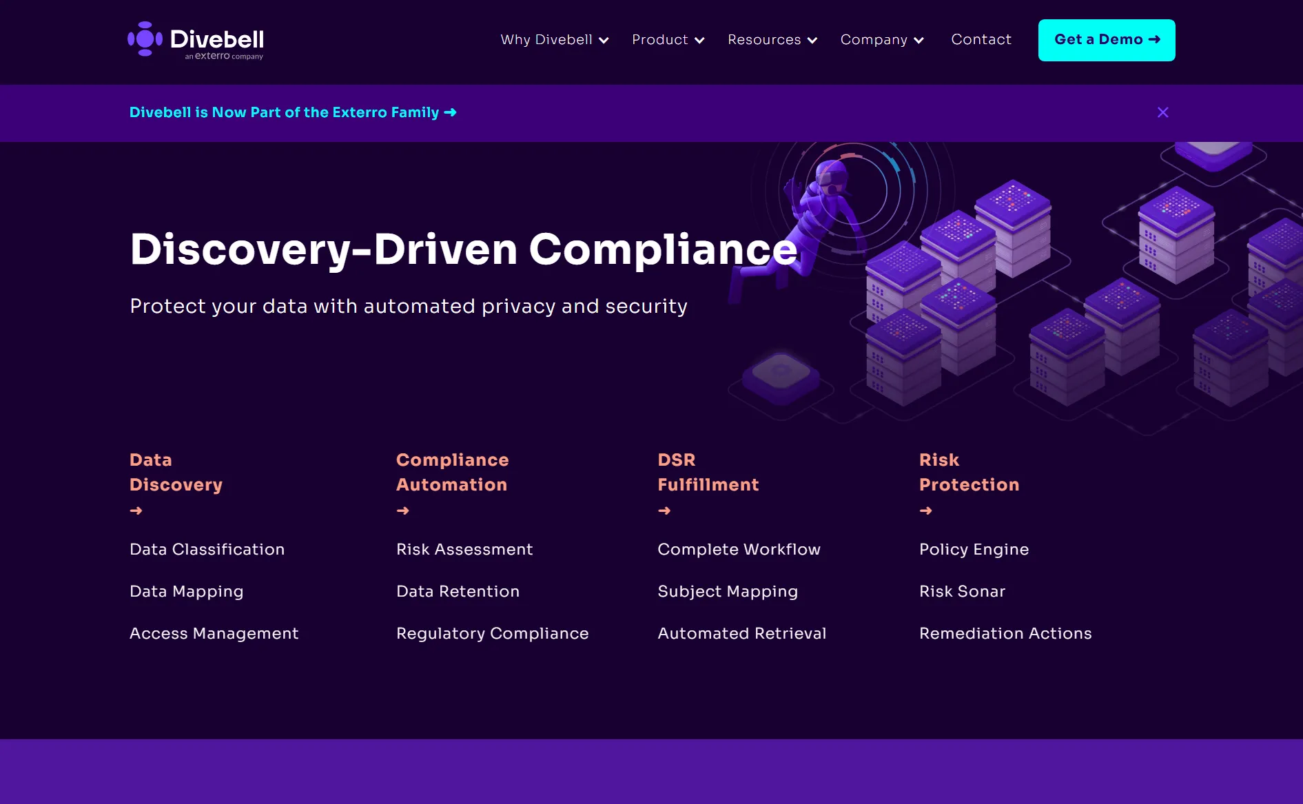 Divebell homepage screenshot